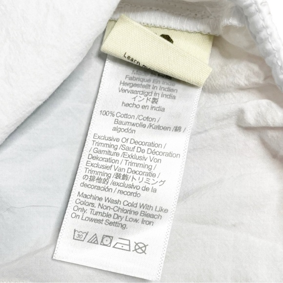 Madewell NWT Embroidered Poplin Puff-Sleeve Cutout Crop Top Size Medium - Picture 5 of 11